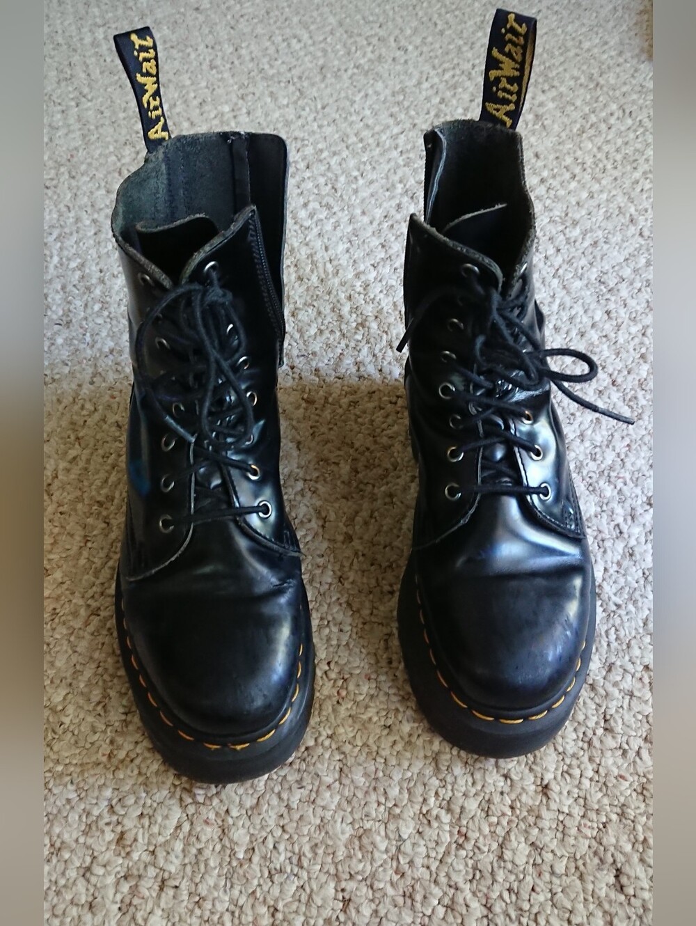 Dr. Martens Jadon platform Black Leather Lace-Up Combat Boots size 7